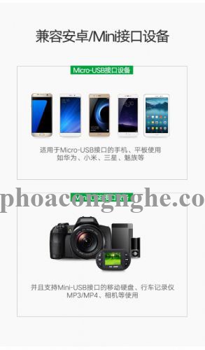 Ugreen 40770 0.5M màu Trắng Cáp sạc truyền dữ liệu USB 2.0 sang MICRO USB + MINI USB US178 30040770